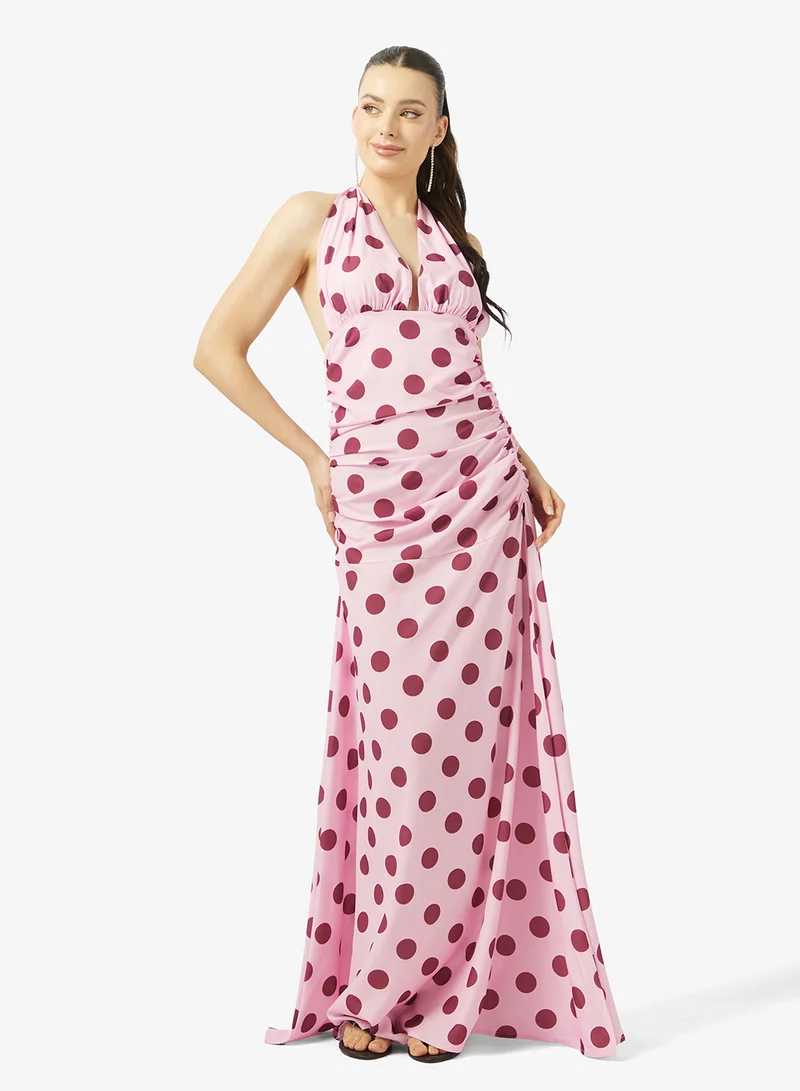 Ginger Halter Neck Polka Dot Dress